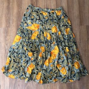 Vintage Floral Crepe Skirt